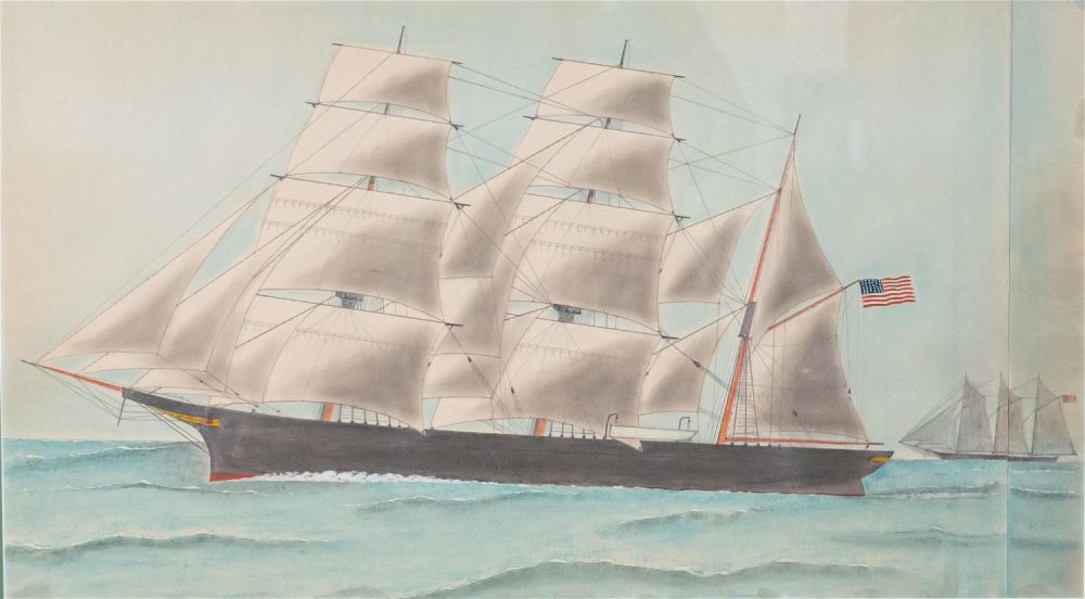 Lot 261: Watercolor and Pencil Clipper Ship