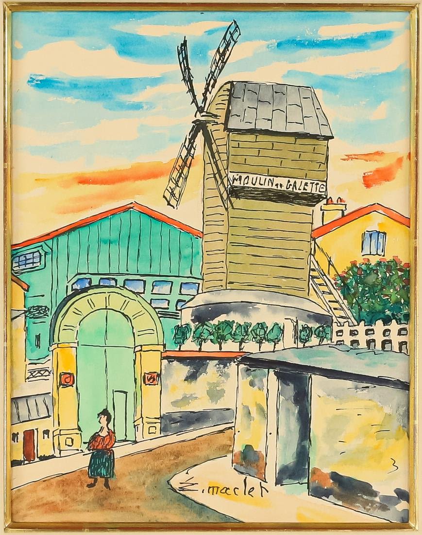 Lot 270: Elisee Maclet Watercolor on Paper