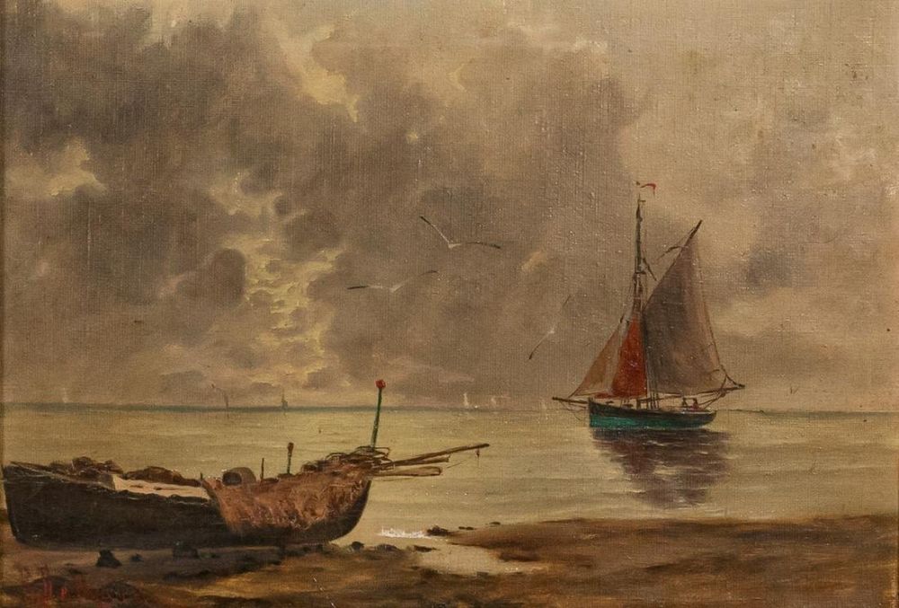 Lot 271: Oil On Canvas Sailboats Eduardo De Martino