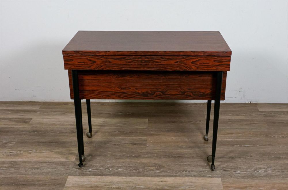 Lot 292: Mid Century Modern Tambour Dining Table and Server