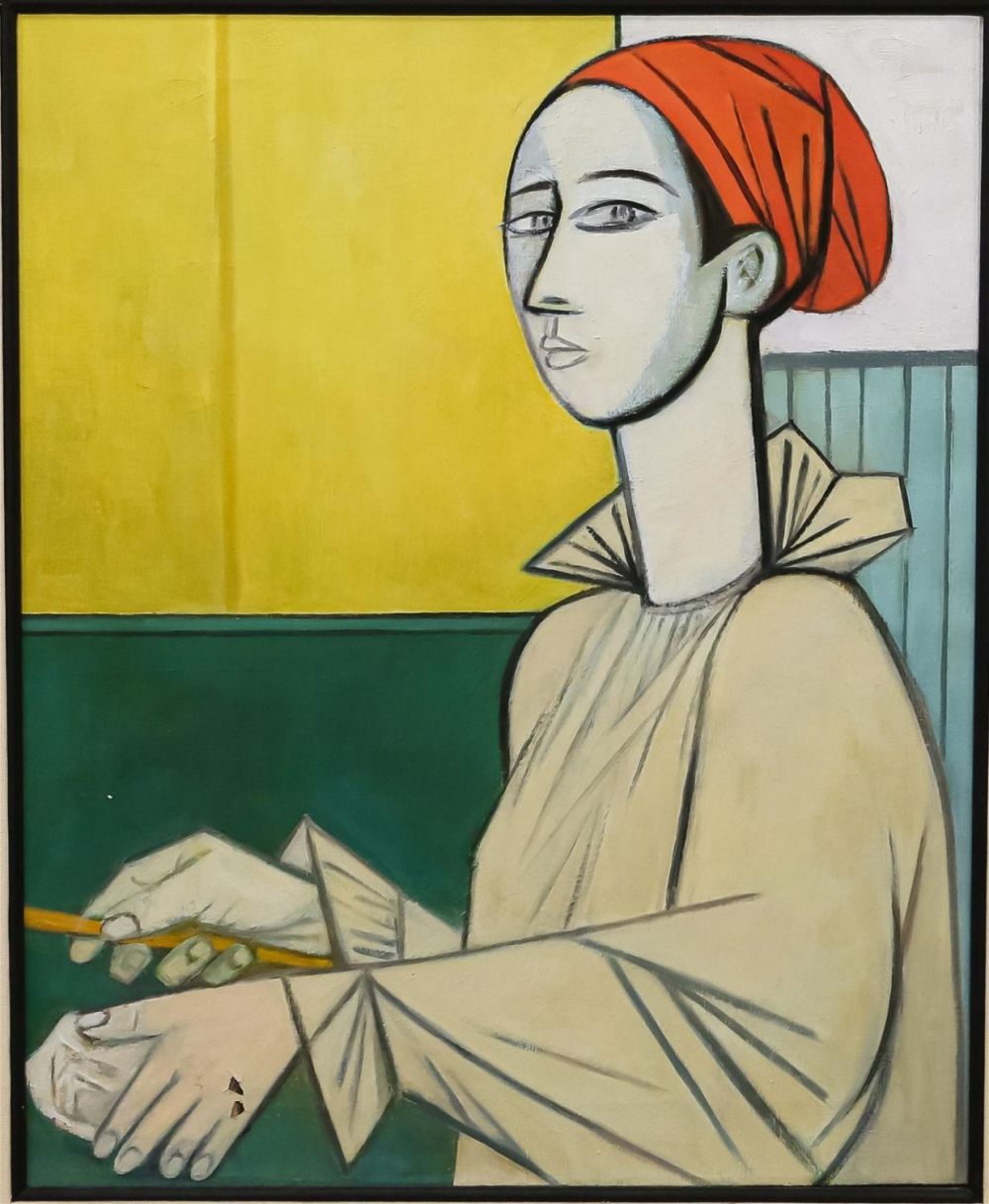Lot 341: Dorothy Humphrey Oil on Canvas Figure with Bandana