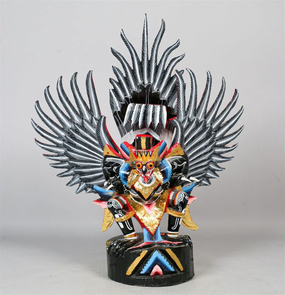 Lot 385: Indonesian Polychrome Garuda Statue