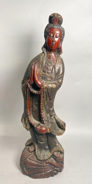 Lot 390: Carved Korean Buddha Sculpture