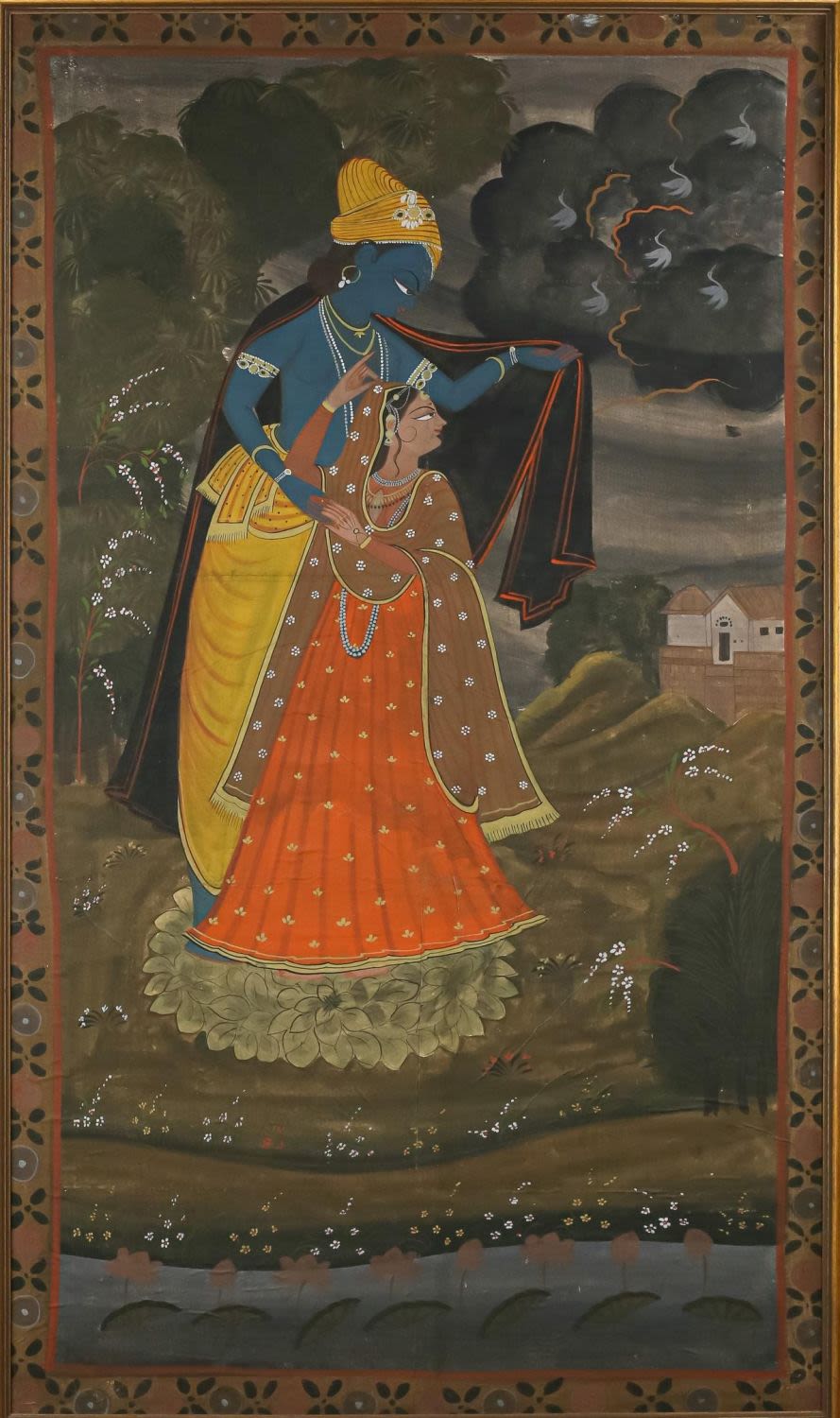 Lot 398: Indian Pichwai, Krishna and Radha