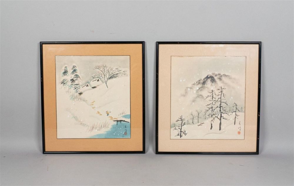 Lot 409: 2 Japanese Watercolor Winter Landscapes
