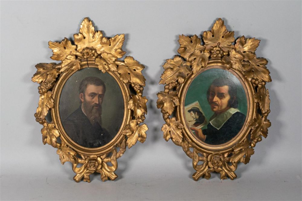 Lot 411: 2 Oval Oil on Board Portraits