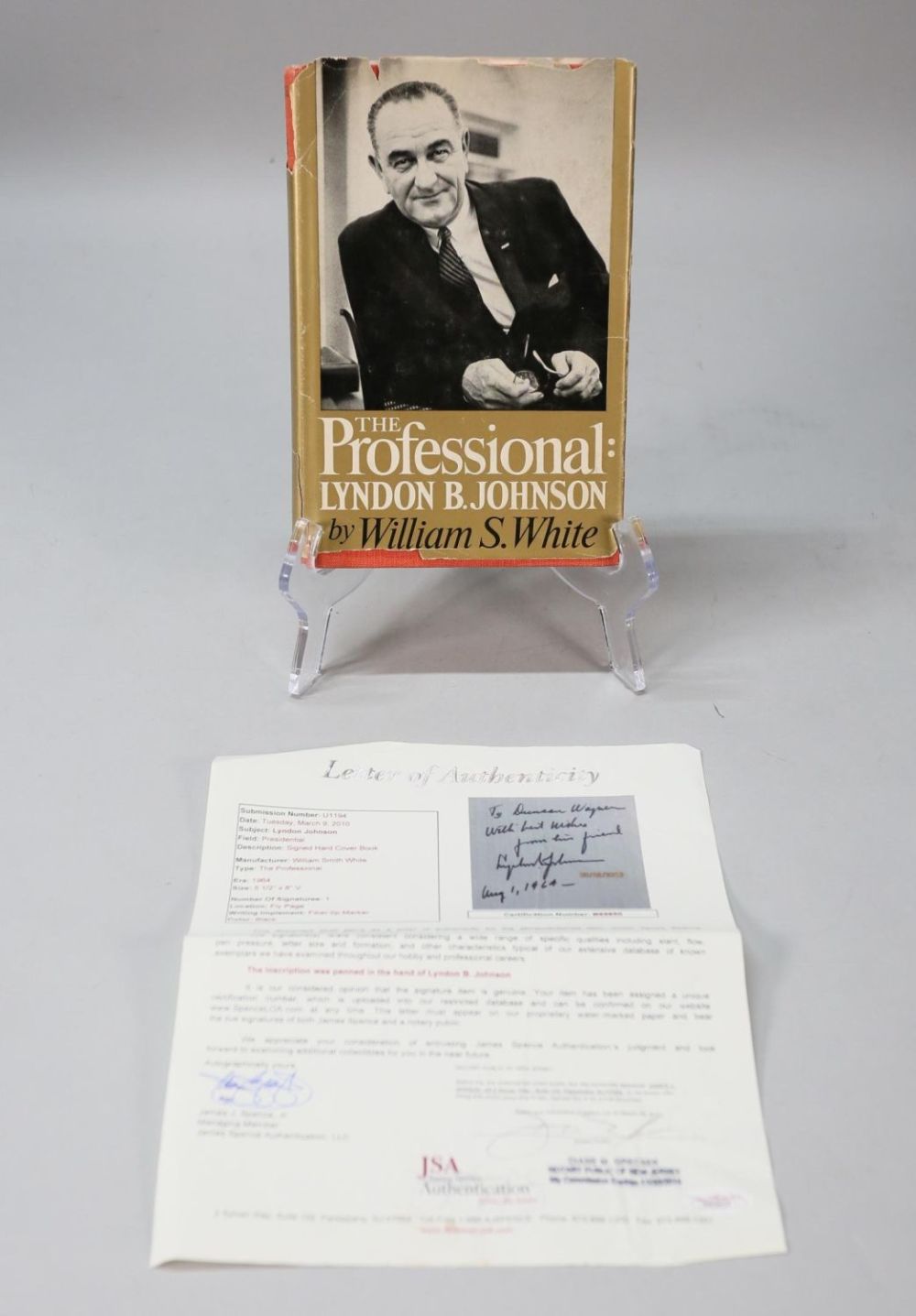 Lot 420: Lyndon Johnson Autographed The Professional