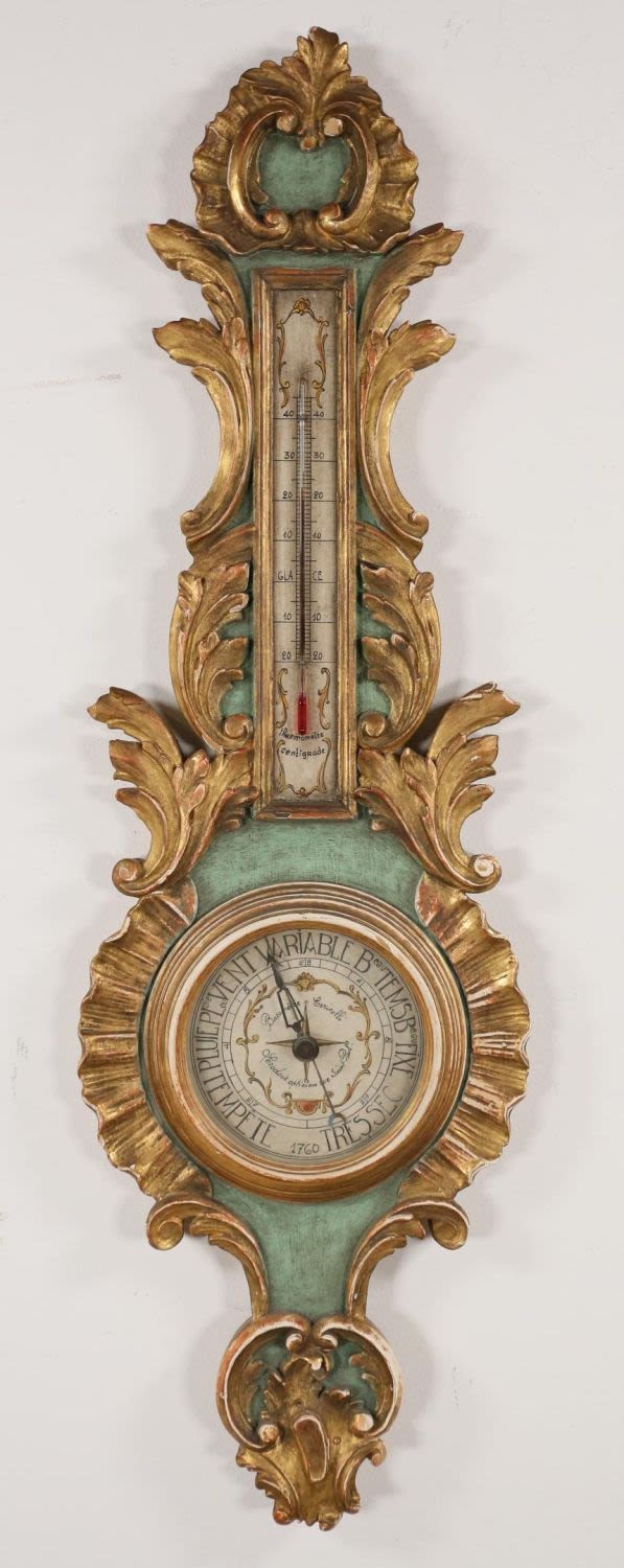 Lot 435: Reproduction 18th Century French Barometer & Thermometer