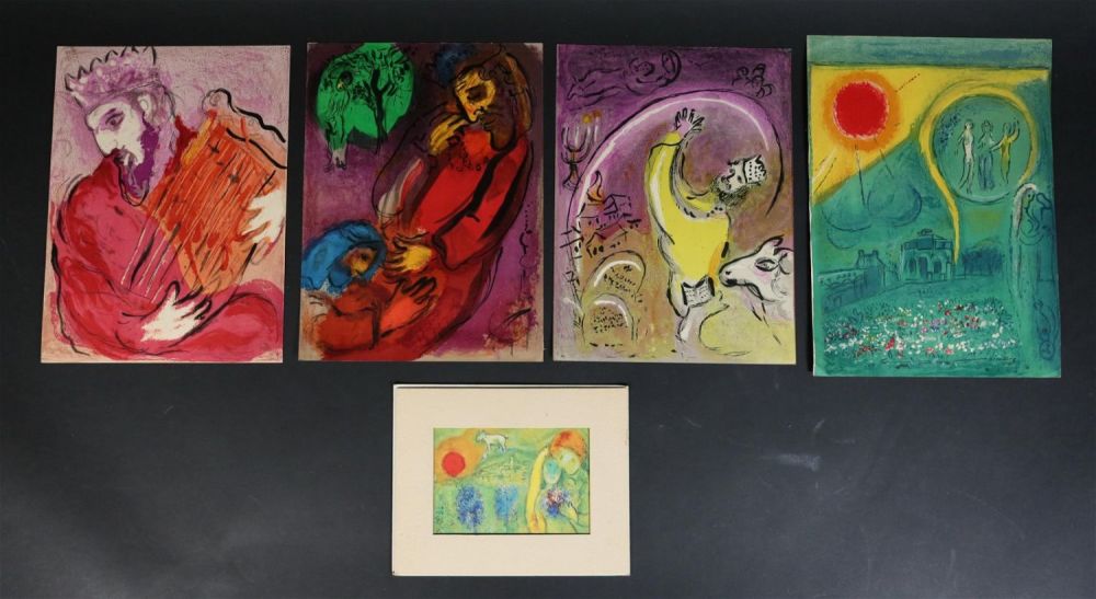 Lot 251: 4 Marc Chagall Lithographs & 1 Print