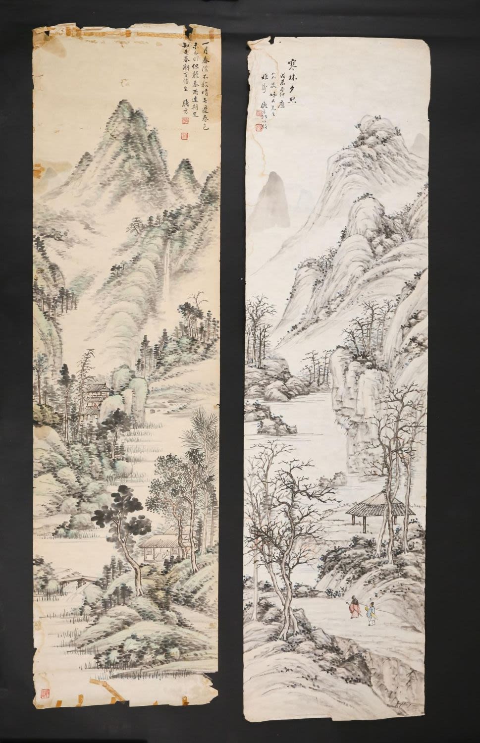 Lot 255: 2 Chinese Landscape Scrolls