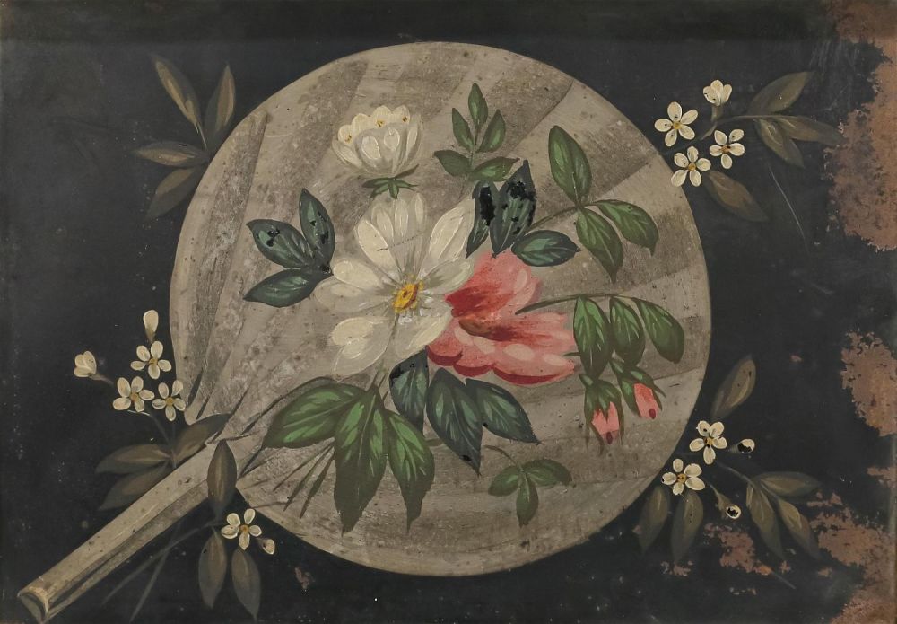 Lot 152: Victorian Wall Rack with Painted Tin Flowers
