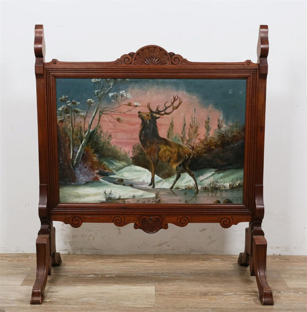 Lot 154: Reverse Painted Glass Fireplace Screen