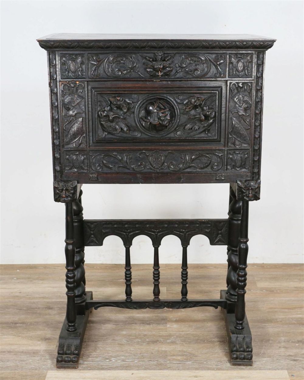 Lot 158: Spanish Baroque Style Carved Bargueno Cabinet