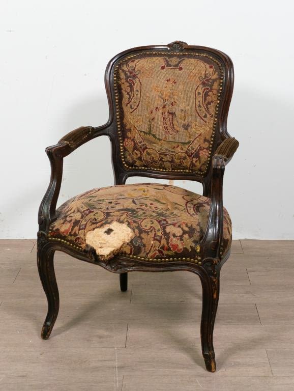 Lot 161: Louis XV Style Needlepoint Fauteuil Chair