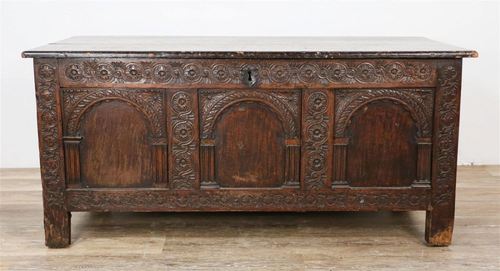 Lot 167: Early Continental Carved Blanket Chest