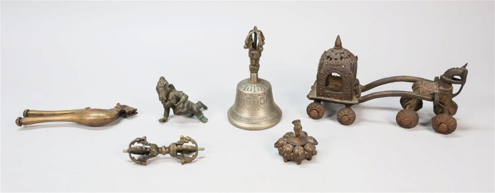 Lot 175: Grouping of 6 Cast Metal Ethnographic Pieces