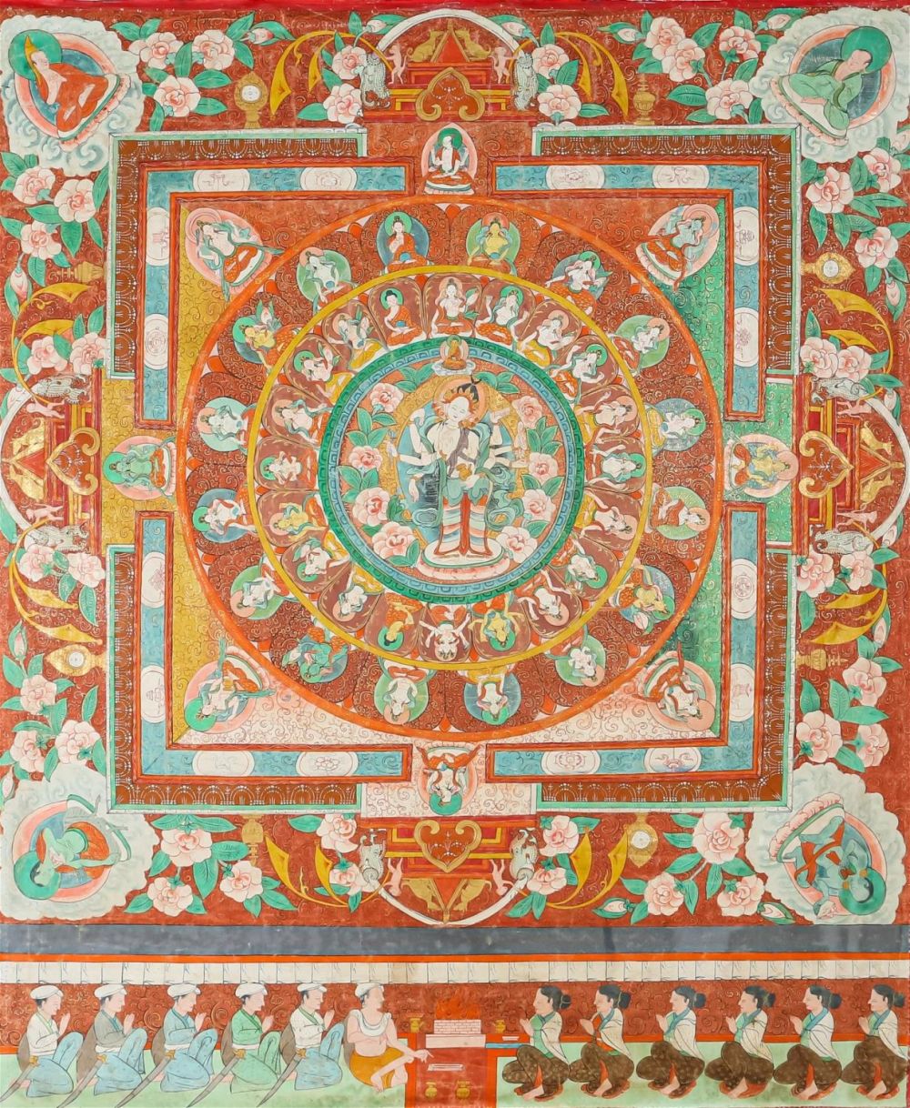 Lot 178: Buddhist Thangka Gouache on Cloth