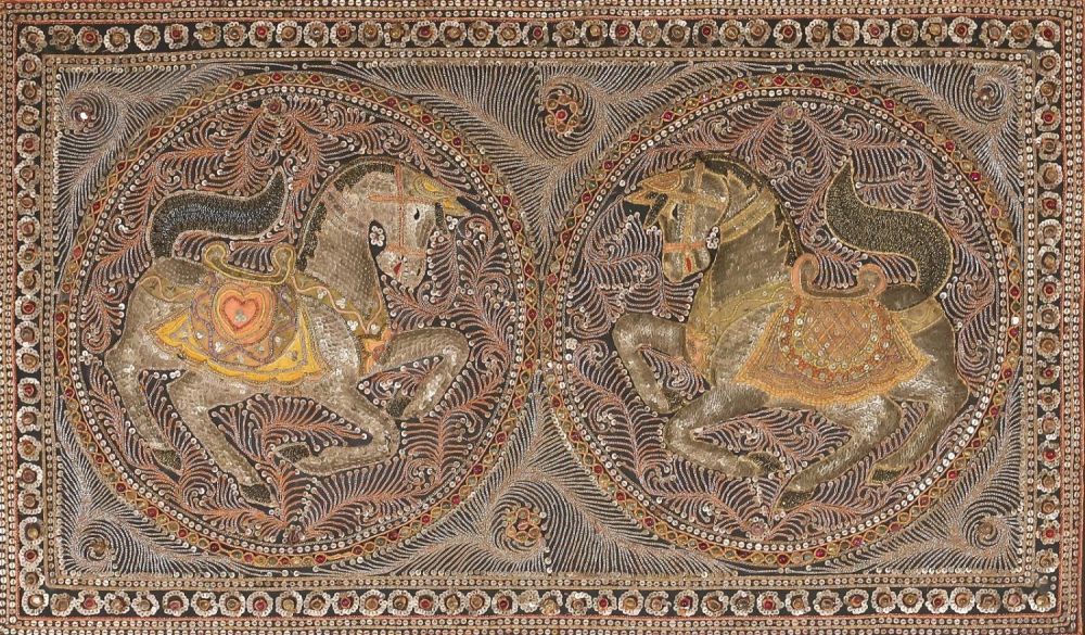 Lot 183: Burmese Kalaga Beaded Panel