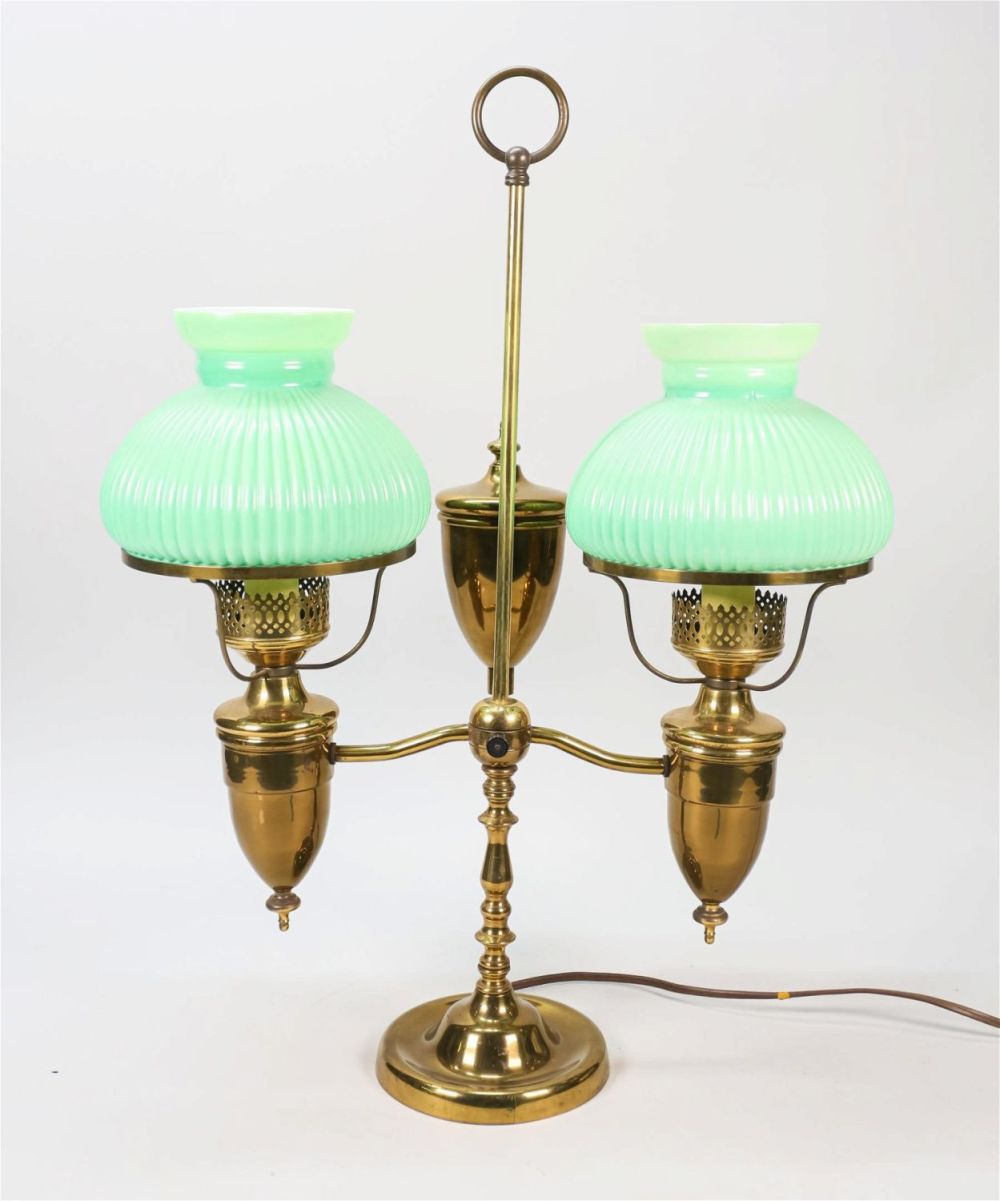 Lot 215: Brass Double Arm Student Lamp