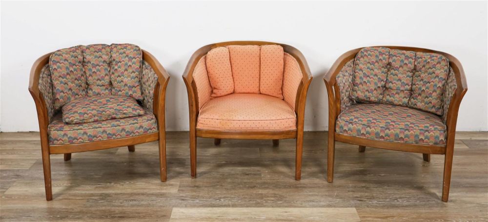 Lot 228: Set of 3 Mid Century Modern Style Club Chairs