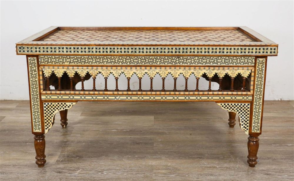 Lot 235: Moorish Style Inlaid Cocktail Table