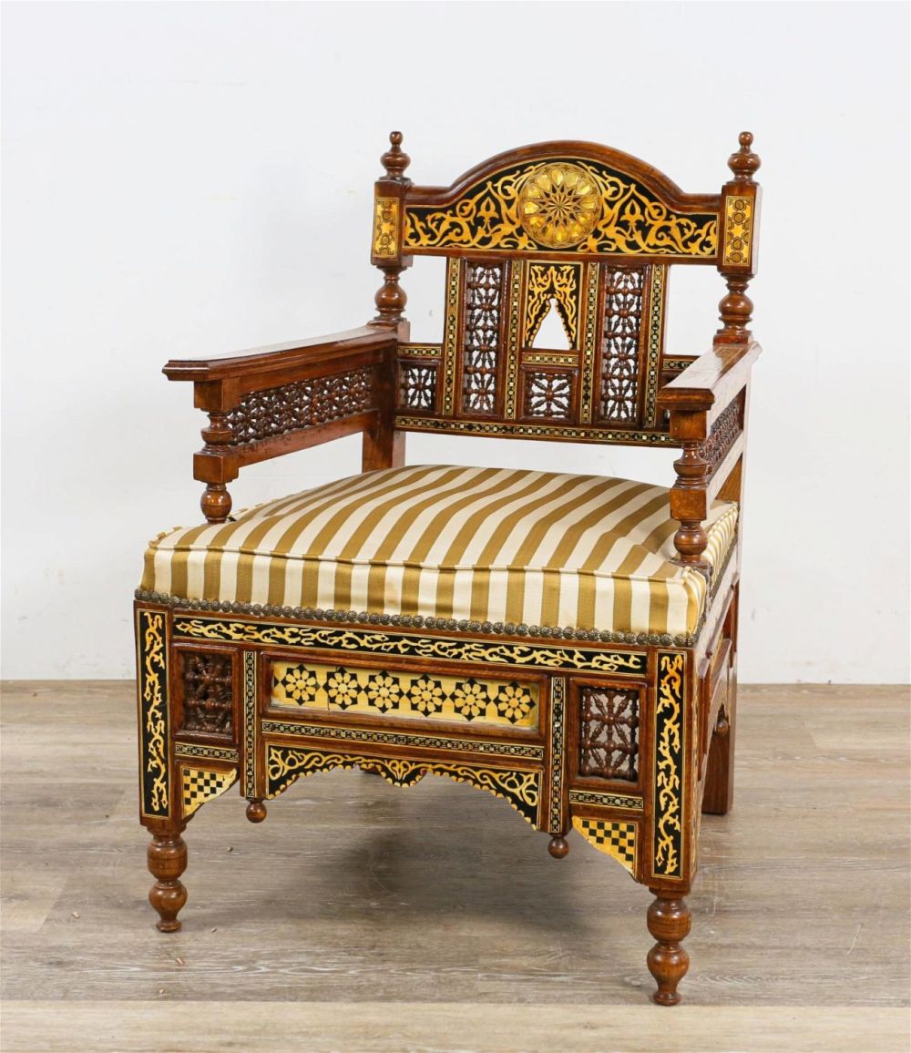 Lot 236: Moorish Style Inlaid Chair