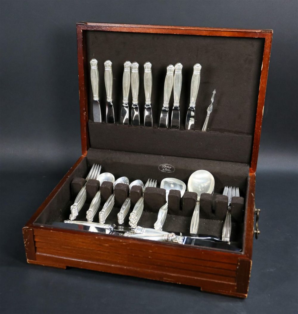 Lot 241: 71 Pieces Manchester Copenhagen Sterling Flatware