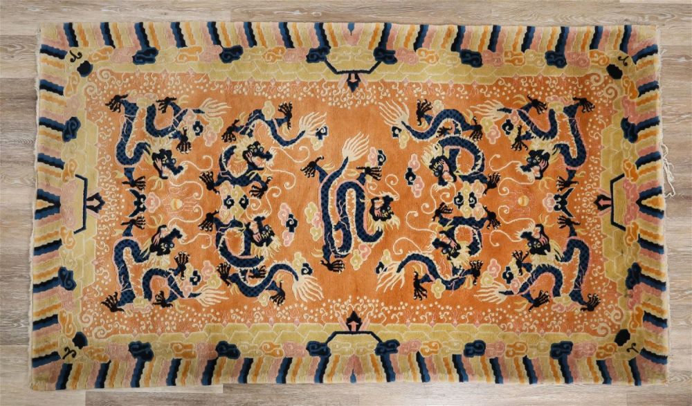 Lot 297: Chinese Blue Dragon Rug
