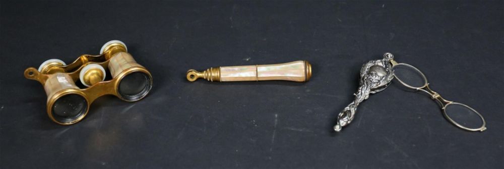 Lot 312: Lemaire Opera Glasses and Sterling Lorgnette