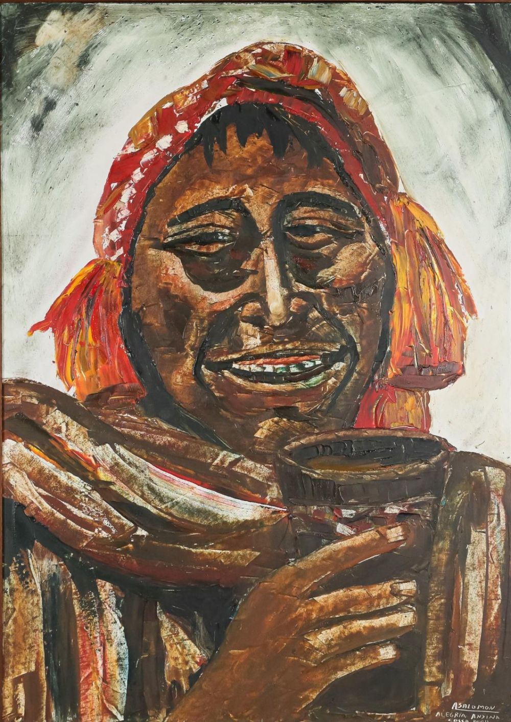 Lot 332: Amilcar Salomon Zorrilla Oil on Board Andean Joy