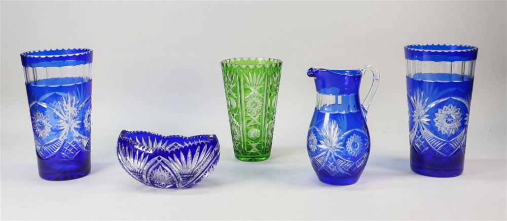 Lot 349: 5 Pieces Color to Clear Cut Glass
