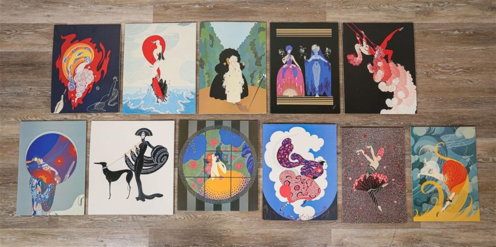Lot 357: After Erte 11 Prints on Foam Board