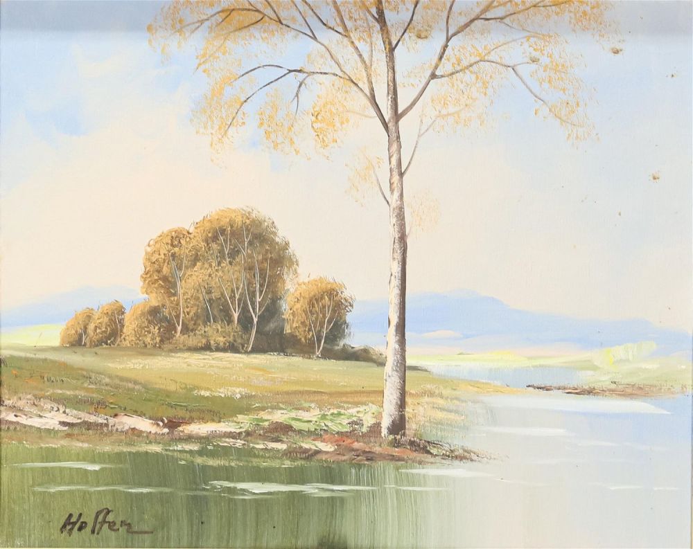 Lot 368: Oil on Canvas River Landscape