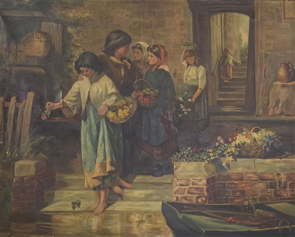 Lot 372: Adeline Thompson Oil on Canvas Genre Scene
