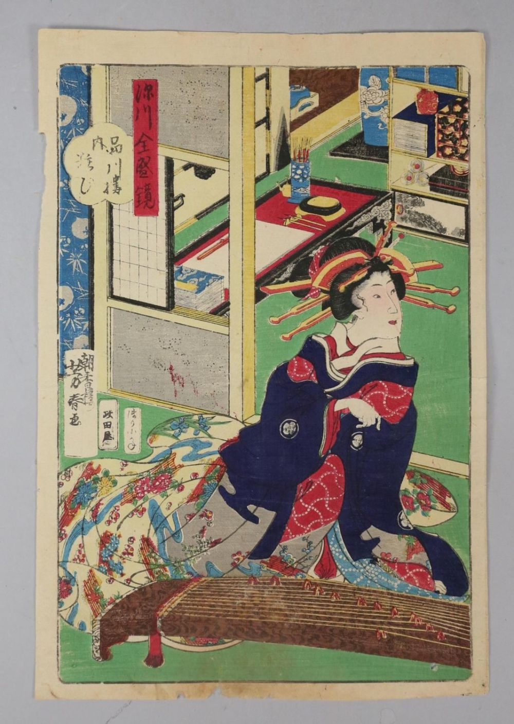 Lot 387: Japanese Block Print Attributed to Ikatu Yoshiharu