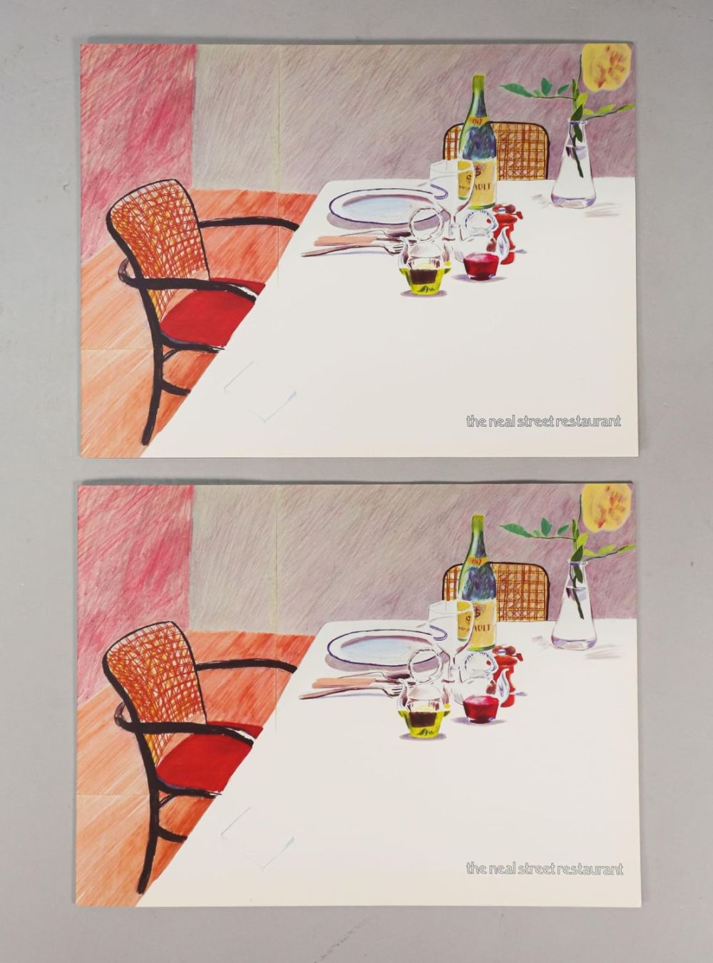 Lot 398: After David Hockney 2 Neal Street Restaurant Menus