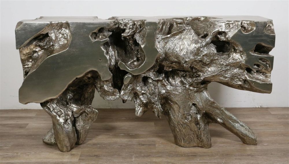Lot 163: ZGallerie Silvertone Sequoia Console Table