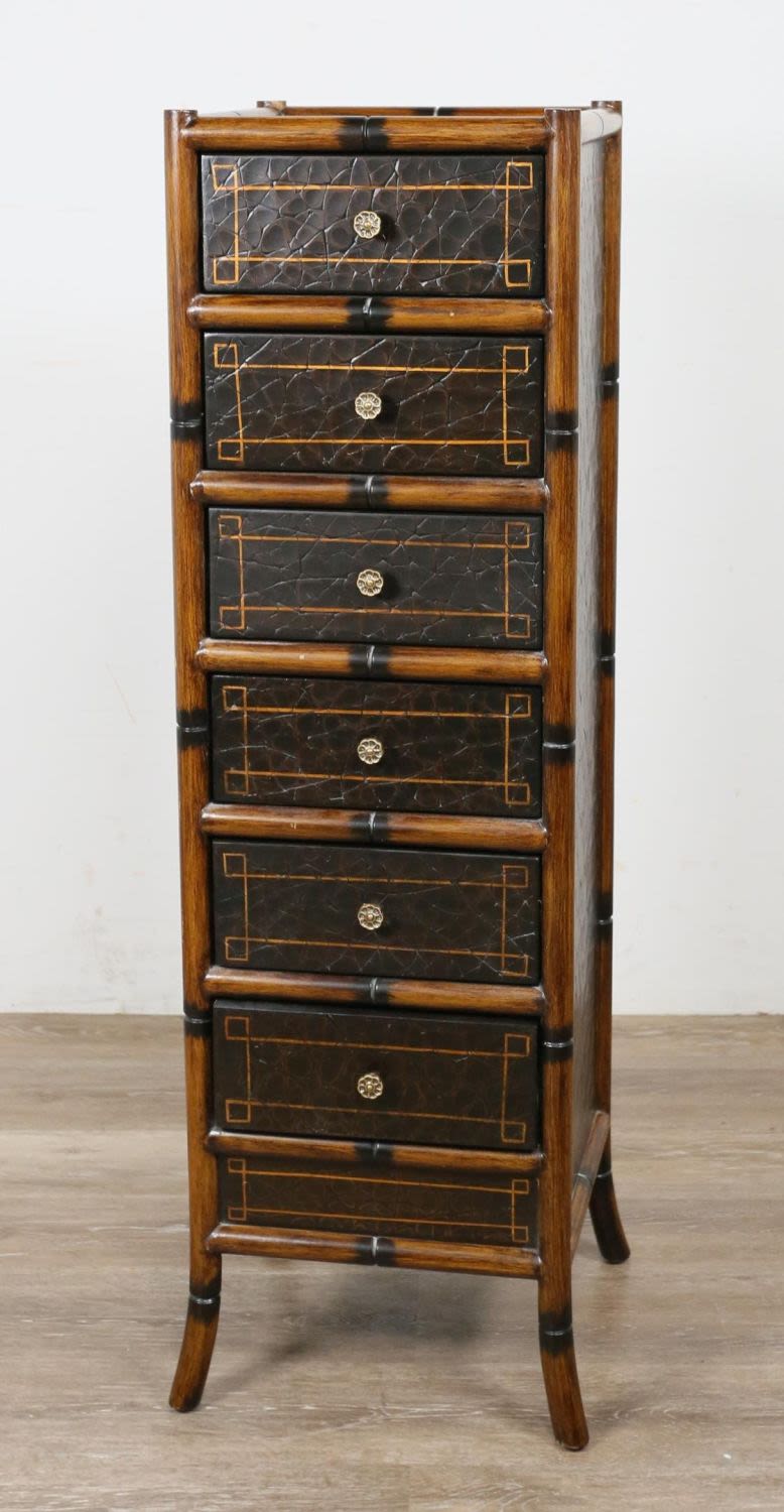 Lot 164: Faux Bamboo and Leather Lingerie Chest
