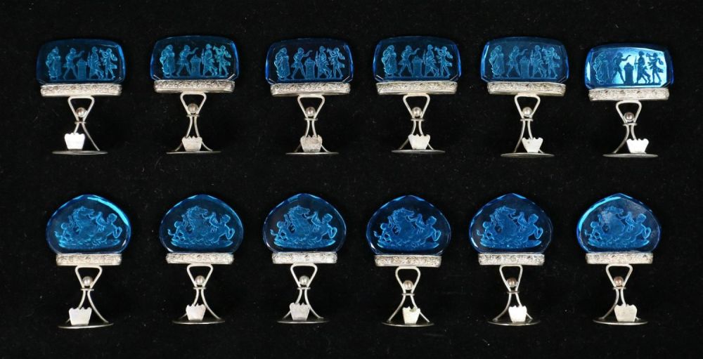 Lot 189: 12 Austrian Crystal And Metal Place Card Holders