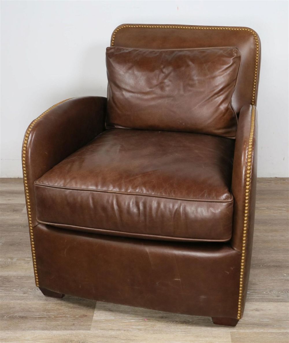 Lot 208: Century Furniture Leather Library Style Armchair