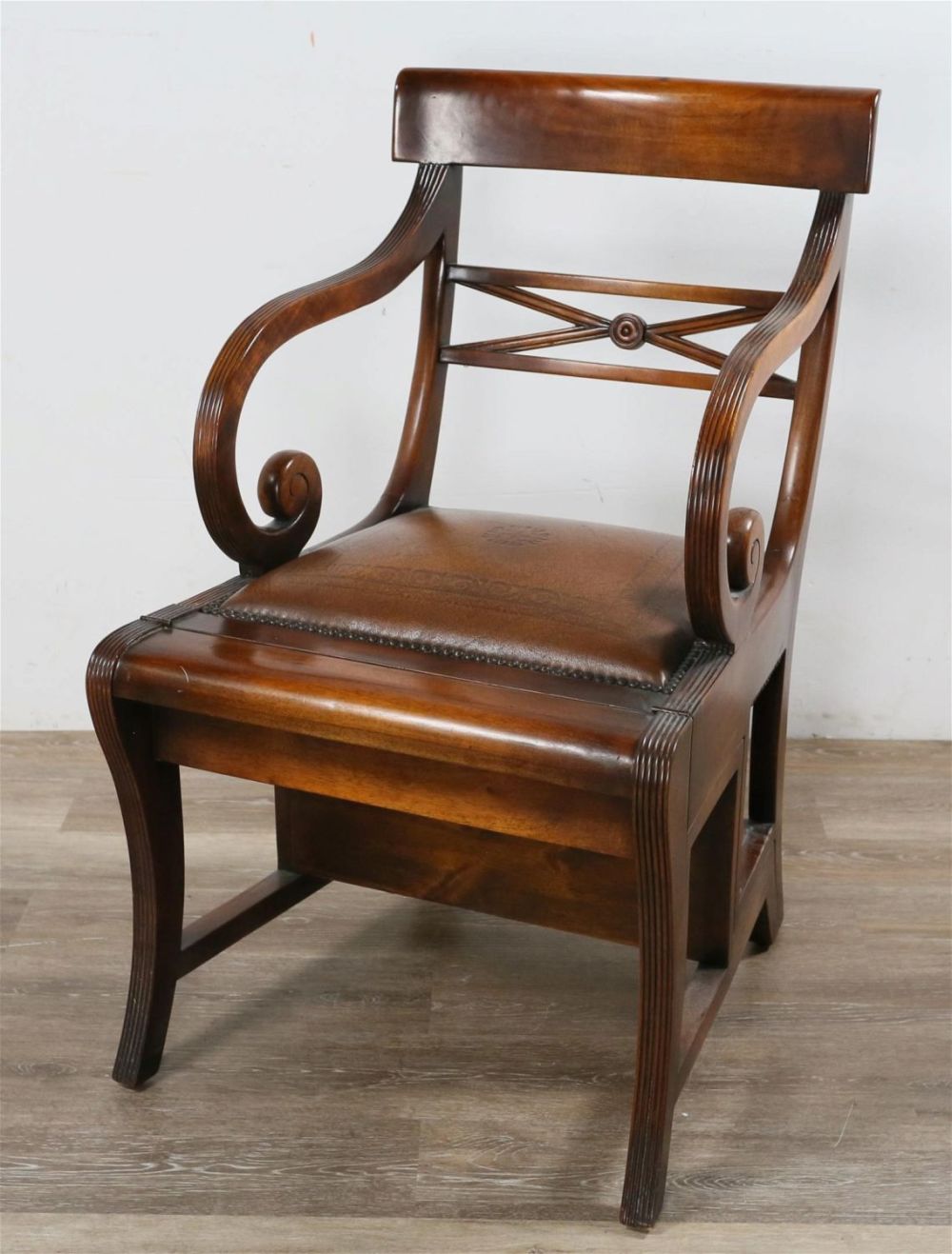 Lot 210: Regency Style Metamorphic Library Chair and Ladder