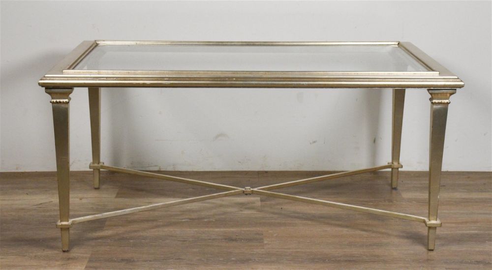 Lot 215: Louis XVI Style Silver Tone Cocktail Table