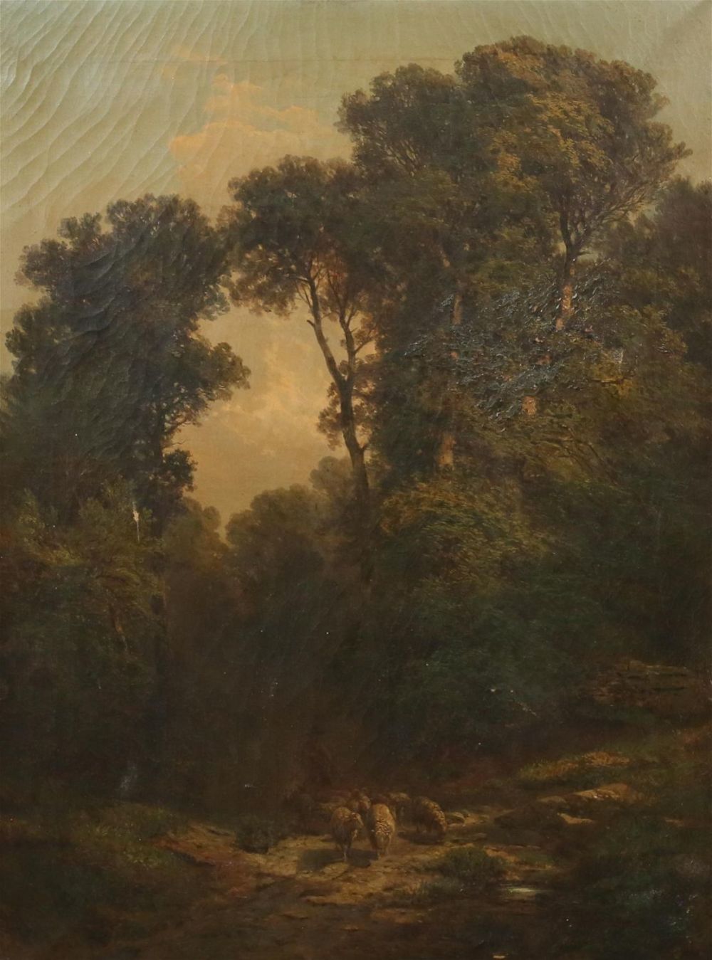 Lot 240: Oil on Canvas Sheep in Landscape