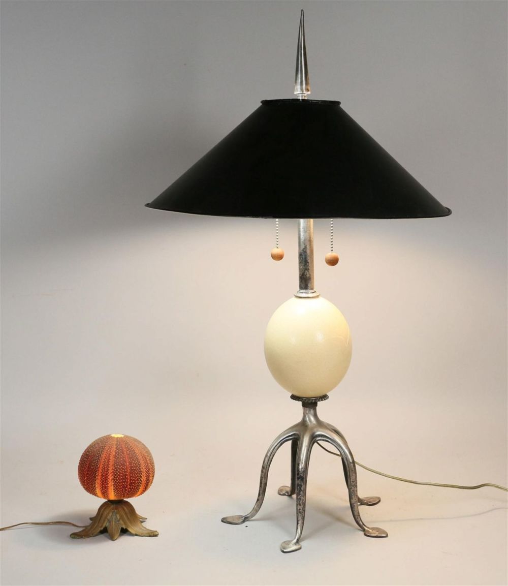 Lot 265: 2 Table Lamps Ostrich Egg & Sea Urchin