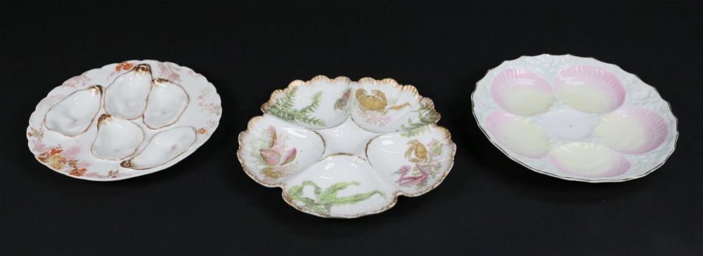 Lot 288: 3 Continental Porcelain Oyster Plates