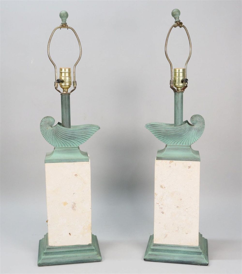 Lot 293: Pair of Ceramic Column Lamps