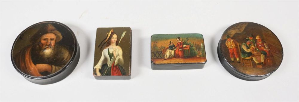 Lot 307: 4 Hand Painted Lacquer Boxes