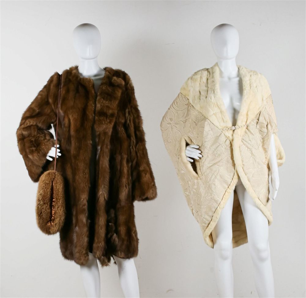 Lot 371: Two Fur Coats and a Hand Muff