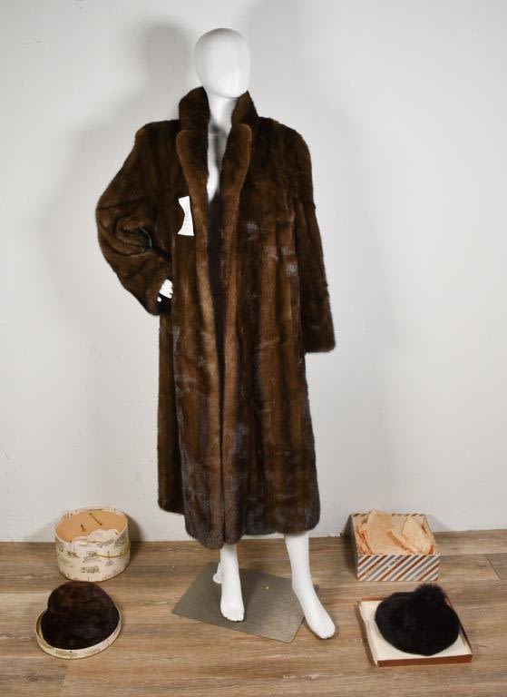 Lot 377: Coopchik Mink Fur Coat and 2 Fur Hats