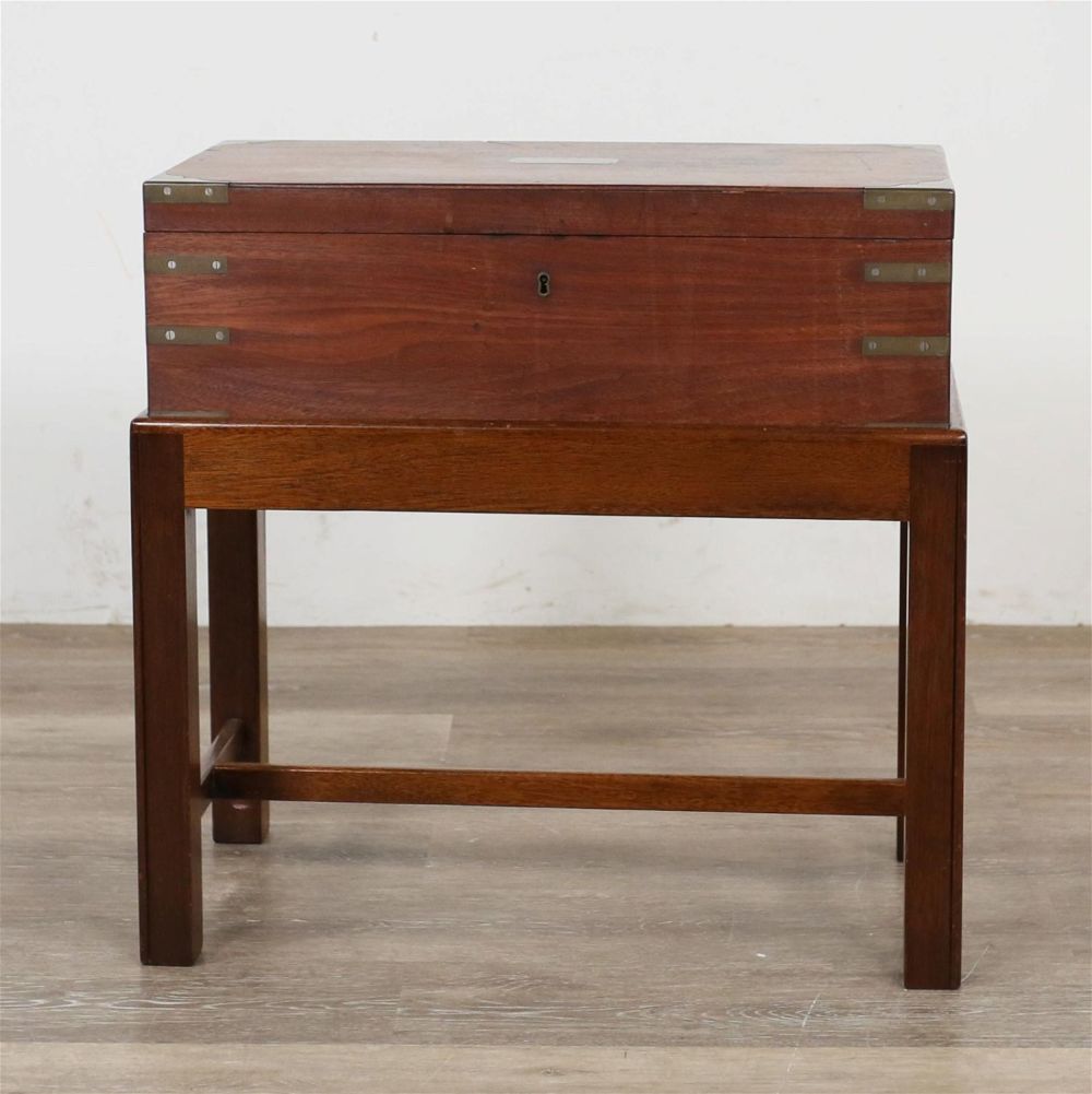 Lot 158: English Camphor Wood Lap Desk on Stand